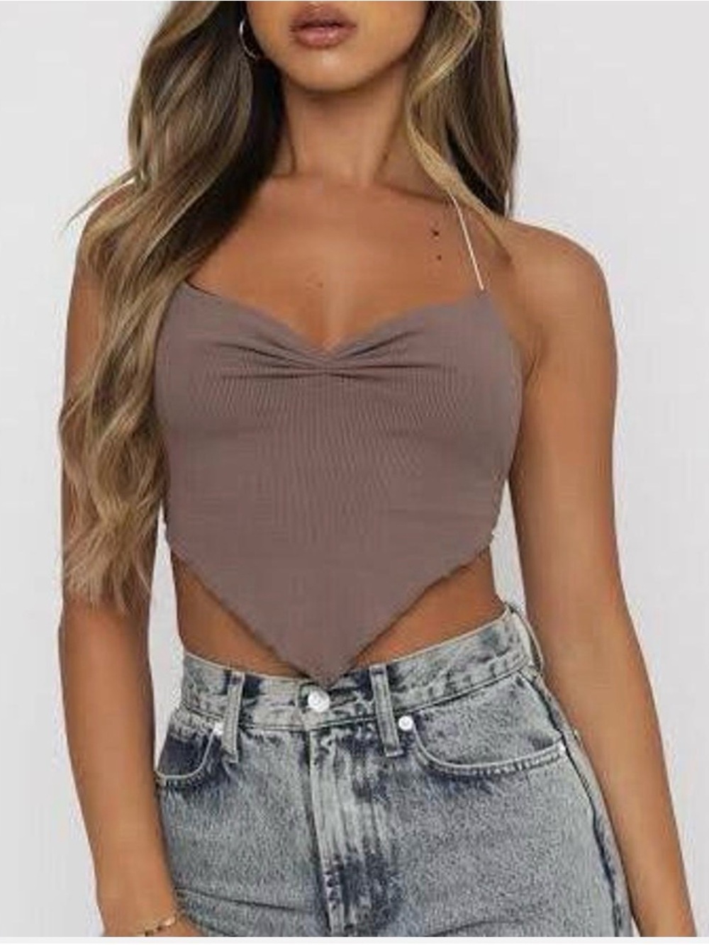 White Fox Brown Crop Top